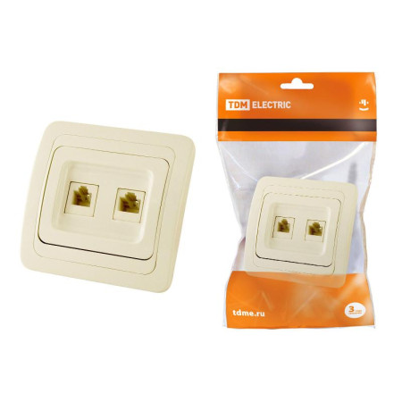 Розетка компьютерная RJ-45 + TФ (RJ-11) сл. кость "Валдай"