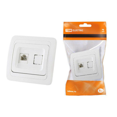 Розетка компьютерная RJ-45 белая "Валдай"