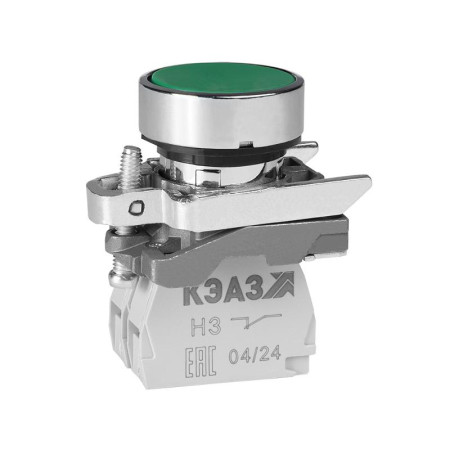 Кнопка КМЕ4511мС-зеленый-1но+1нз-цилиндр-IP54