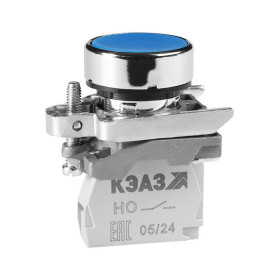 Кнопка КМЕ4520мС-синий-2но+0нз-цилиндр-IP54