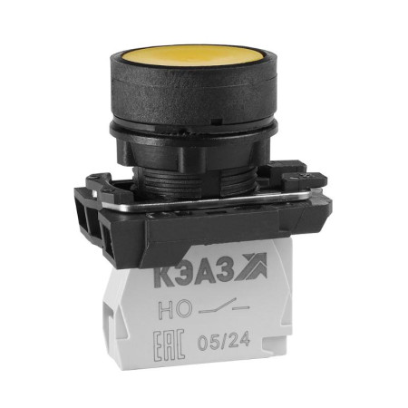 Кнопка КМЕ4501м-желтый-0но+1нз-цилиндр-IP54