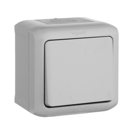 Quteo Серый Выключатель 1-клавишный IP44 10А