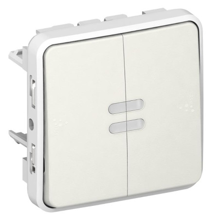 Plexo Белый Переключатель 2-клавишный с подсв. IP55