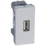 Mosaic розетка USB 1 модуль, алюминий