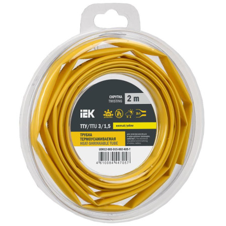 Трубка термоусадочная ТТУ нг-LS 3/1,5 желтая (2м/упак) IEK