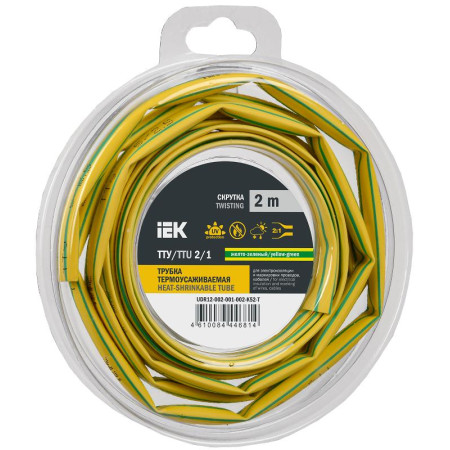 Трубка термоусадочная ТТУ нг-LS 2/1 жел-зел. (2м/упак) IEK
