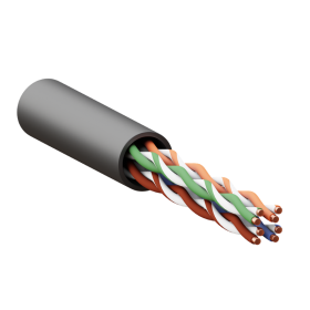 Кабель витая пара TERACOM PRO Cat.5E U/UTP 4 пары solid внешний 24AWG черный упак. 305м