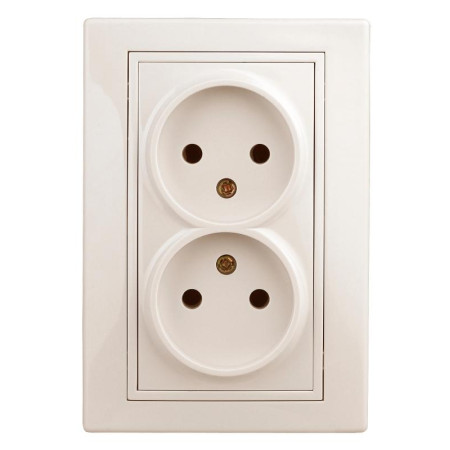 1-204-02 Intro Розетка 2х2P, 16А-250В, IP20, СУ, Plano, сл.кость