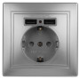 1-410-03 Intro Розетка+USB, IP20, СУ, Plano, алюминий