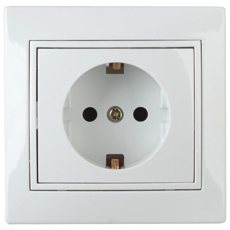 1Э-202-01 Intro Розетка 2P+E Schuko, 16А-250В, СУ, б.л., Plano, белый