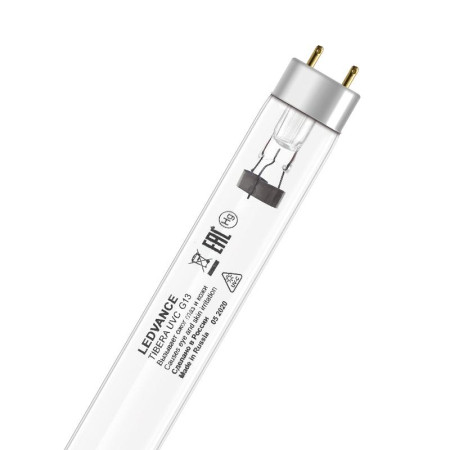 Лампа люминесцентная бактерицидная TIBERA UVC T8 15W G13 25X1 матовая, 253,7 нм, УФ-изл  0,53 Вт/м2, без озона