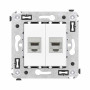 Компьютерная розетка RJ-45 без шторки в стену, кат.6А двойная экранированная, "Avanti", "Белое облако"