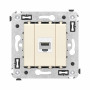 Компьютерная розетка RJ-45 без шторки в стену, кат.6А одинарная, "Avanti", "Ванильная дымка"