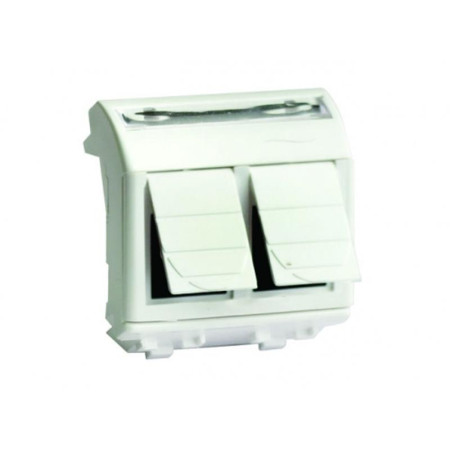 Компьютерная розетка RJ-45. кат.5Е (2 разъема PcNET). слон. кость. 2мод.