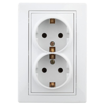 1Э-205-01 Intro Розетка 2X2P+E Schuko, 16А-250В, СУ, б.л., Plano, белый