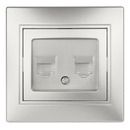 1-304-03 Intro Розетка информационная 2xRJ45, СУ, Plano, алюминий