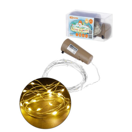 Гирлянда-пробка для бутылки "Роса20" 20LED, 2м, 3000К, 3хAG13/LR44,