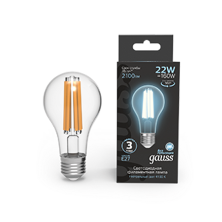 Лампа светодиодная Filament А70 22W 2100lm 4100К Е27 LED 1/10/40