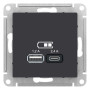 AtlasDesign Карбон USB Розетка A+С, 5В/2,4А, 2х5В/1,2 А, механизм