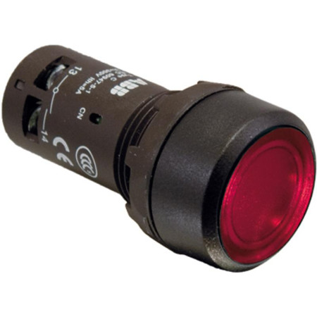 Кнопка с подсветкой CP1-12R-01 красная 110-130В AC/DC с плоской клавишей без фиксации 1НЗ