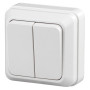 2Э-104-01 Intro Выключатель двойной, 10А-250В, ОУ, б.м.п., Quadro, белый