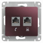 Glossa Баклажановый Розетка 2-ая RJ11+RJ45, кат.5E