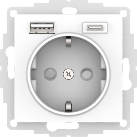 AtlasDesign Лотос Розетка 16А с 2 USB A+C, 5В/2,4А/3,0А, 2х5В/1,5А, механизм