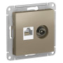 AtlasDesign Шампань Розетка 2-ая комп+TV, RJ45+TV, кат.5E, механизм