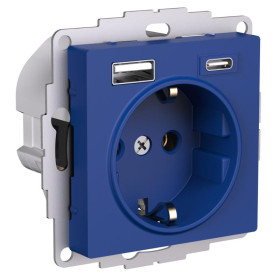 AtlasDesign Аквамарин Розетка 16А c 2 USB A+C, 5В/2,4А/3,0А, 2х5В/1,5А, механизм