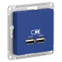 AtlasDesign Аквамарин USB Розетка A+A, 5В/2,1 А, 2х5В/1,05 А, механизм