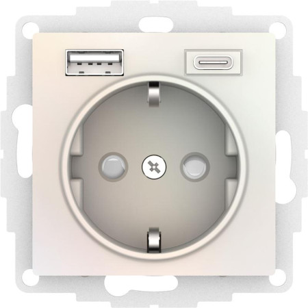 AtlasDesign Жемчуг Розетка 16А c 2 USB A+C, 5В/2,4А/3,0А, 2х5В/1,5А, механизм