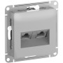 AtlasDesign Алюминий Розетка 2-ая компьютерная RJ45+RJ45 кат.6А