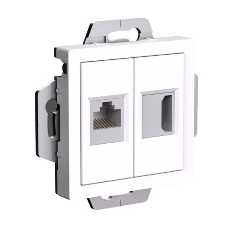 AtlasDesign Белый Розетка 2-ая HDMI+RJ45, кат.5Е, механизм