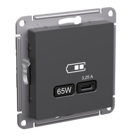 AtlasDesign Базальт USB Розетка тип-С 65Вт высокоскоростной заряд QC, PD, механизм