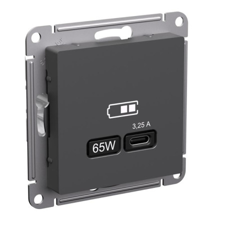 AtlasDesign Базальт USB Розетка тип-С 65Вт высокоскоростной заряд QC, PD, механизм