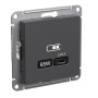 AtlasDesign Базальт USB Розетка тип-С 65Вт высокоскоростной заряд QC, PD, механизм