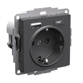 AtlasDesign Базальт Розетка 16А с 2 USB A+C, 5В/2,4А/3,0А, 2х5В/1,5А, механизм