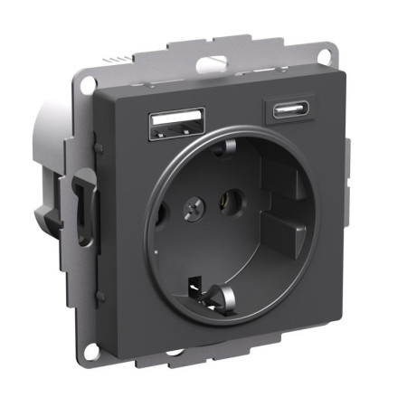 AtlasDesign Базальт Розетка 16А с 2 USB A+C, 5В/2,4А/3,0А, 2х5В/1,5А, механизм