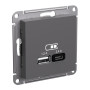 AtlasDesign Базальт USB Розетка А+С, 5В/2,4 А, 2х5В/1,2 А, механизм