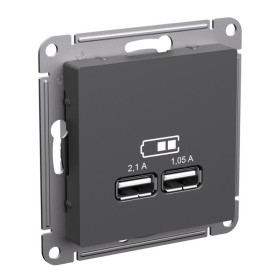 AtlasDesign Базальт USB Розетка A+A, 5В/2,1 А, 2х5В/1,05 А, механизм