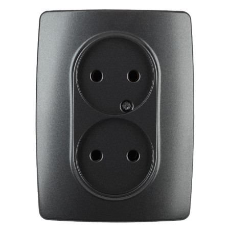 Розетка 2X2P 16A-250В IP20 Эра12 антрацит