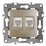 Розетка информационная двойная 12-3108-04  2XRJ45,  шампань (10/100/2500)