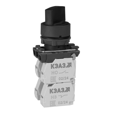 Переключатель КПЕ1531Р-черный-3но+1нз-ручка-фикс-2поз-IP54