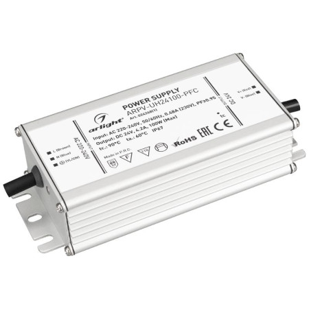 Блок питания ARPV-UH24100-PFC (24V, 4.2A, 100W) (ARL, IP67 Металл, 7 лет )