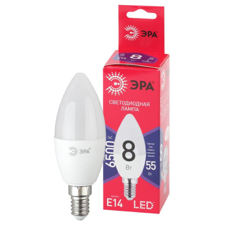 Лампа светодиодная ЭКО LED B35-8W-865-E14 R (диод, свеча, 8Вт, хол, E14)