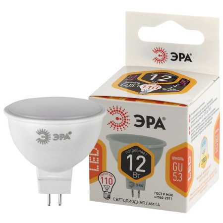 Лампа светодиодная ЭКО LED MR16-12W-827-GU5.3 (диод, софит, 12Вт, тепл, GU5.3)