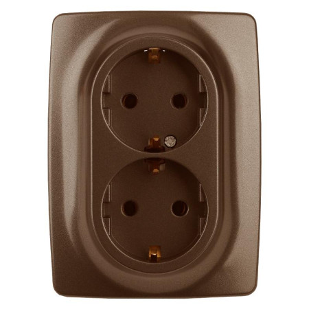 12-2106-13 Электроустановка ЭРА Розетка 2X2P+E Schuko, 16A-250В, IP20, Эра12, бронза