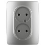 12-2107-03 Электроустановка ЭРА Розетка 2X2P, 16A-250В, IP20, Эра12, алюминий