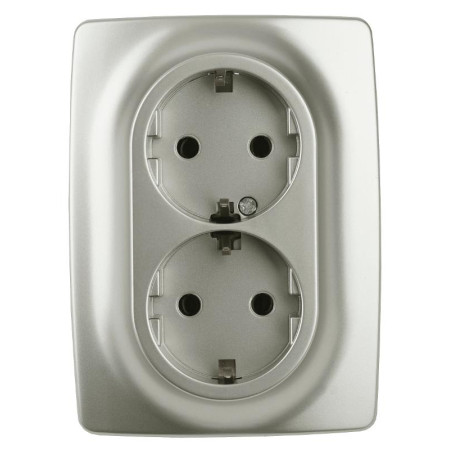 12-2106-15 Электроустановка ЭРА Розетка 2X2P+E Schuko, 16A-250В, IP20, Эра12, перламутр