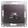 Glossa Сиреневый туман USB Розетка A+С, 5В/2,4А, 2х5В/1,2 А, механизм